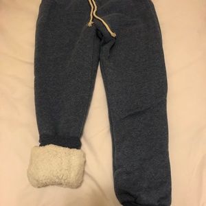 Faux fur fuzzy sherpa lined sweatpants